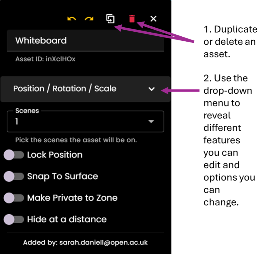 An image showing the asset menu